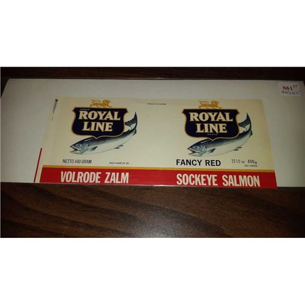 VINTAGE ROYAL LINE SALMON LABEL 9.75  X 4.75  PRODUCT OF ALASKA (561)