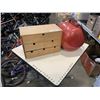 Image 1 : WOOD ORGANIZER, PORTABLE AIR TANK AND METAL STANDS