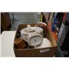 Image 1 : BOX OF VASES, LARGE PIGGY BANK, JUG, CANNISTERS