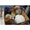 Image 2 : BOX OF VASES, LARGE PIGGY BANK, JUG, CANNISTERS