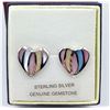 Image 2 : STERLING SILVER BEAUTIFUL HEART SHAPE INLAID MOTHER OF PEARL EARRINGS RHODIUM PLATED RETAIL $300