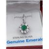 Image 2 : STERLING SILVER PENDANT AND CHAIN W/ NATURAL EMERALDS AND CZ W/ APPRAISAL $785