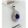Image 2 : STERLING SILVER PENDANT AND CHAIN SET W/ PEAR SHAPE SAPPHIRE 3.2CTS AND 55 CZ W/ APPRAISAL $1255