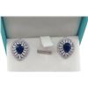 Image 1 : STERLING SILVER EARRINGS SET W/ 2 PEAR SHAPE SAPPHIRE 5.51CTS AND 110 CZ IN FAN STYLE W/ APPRAISAL $
