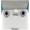 Image 2 : STERLING SILVER EARRINGS SET W/ 2 PEAR SHAPE SAPPHIRE 5.51CTS AND 110 CZ IN FAN STYLE W/ APPRAISAL $