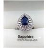 Image 2 : STERLING SILVER RING SET W/ PEAR SHAPE SAPPHIRE 3.28CTS AND 55 CZ W/ APPRAISAL $1195