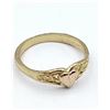 Image 2 : STERLING SILVER 10KT YELLOW AND ROSE GOLD VINTAGE STYLE HEART RING W/ APPRAISAL $855