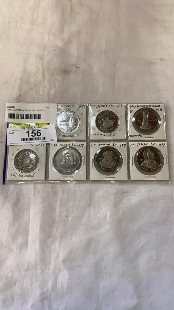7 BRITISH COLUMBIA FIRST NATIONS 1 DOLLAR COINS