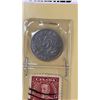 Image 8 : 1929  5 CENT AND 1 CENT COIN W/ STAMP AND 3 GEORGE V 5 CENT COINS 1930, 1931, 1934