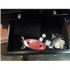 Image 8 : BLACK JEWELRY BOX WITH CONTENTS