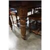 Image 8 : ANTIQUE CARVED OAK CRANK DINING TABLE WITH 2 LEAFS AND 6 CHAIRS