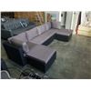 Image 2 : FLOOR MODEL RATTAN OUTDOOR 6 PIECE MODULAR SECTIONAL SOFA W/  DARK GREY CUSHIONS - RETAIL $1499 POWD