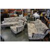 Image 1 : 3 PIECE VINTAGE WOOD FRAMED TUFTED SOFA SET
