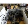 Image 2 : Two boxes of new decorative metal cooling trays, candle holders and more