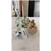 Image 1 : MIRRORED MUSIC BOX, LIDDED BEAR DISH AND ART GLASS BIRD FIGURE - ONE VINE BROKEN