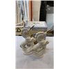 Image 1 : PORCELAIN EASTER BASKET AND 2 UNICORN FIGURES - ONE HAS BEEN REPAIRED