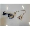 Image 1 : CHAIN AND PENDENT MARKED 12K GOLD AND AQUITAINE LAUREL LEAF SHEPHARDS RING PEWTER SUNDIAL RING