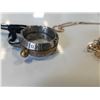 Image 2 : CHAIN AND PENDENT MARKED 12K GOLD AND AQUITAINE LAUREL LEAF SHEPHARDS RING PEWTER SUNDIAL RING