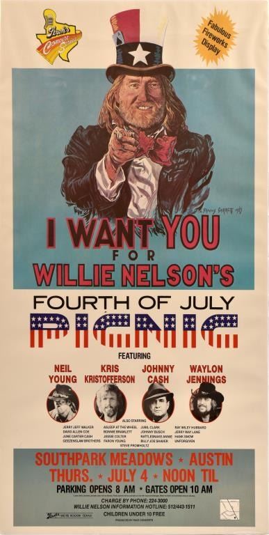 Willie Nelson's 4th of July Picnic Poster