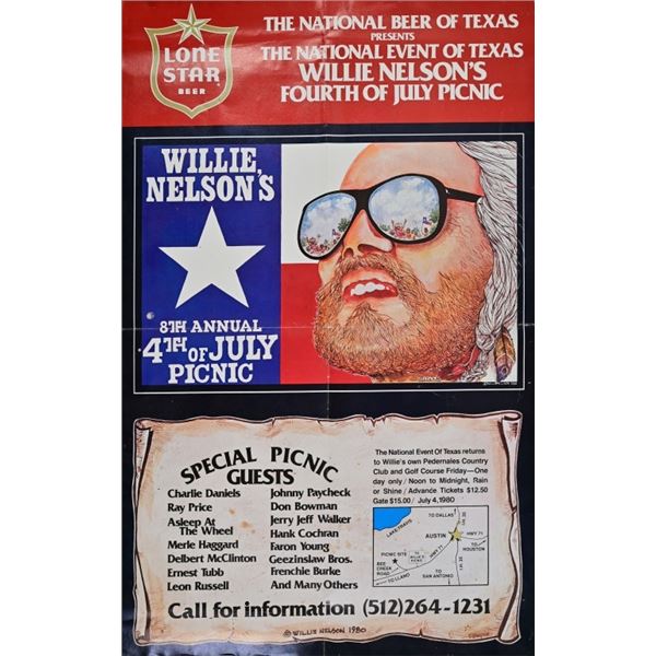 1980 Willie Nelson 4th Of July Poster