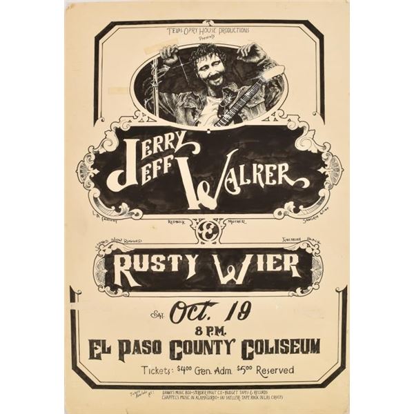 Jerry Jeff Walker Original Art by Danny Garrett