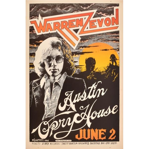 Austin Opera House Warren Zevon Poster by Garrett