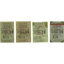 Set of Four Beatles Ticket Stubs