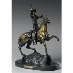 CARL KAUBA SOLDIER ON HORSE BRONZE FIGURE