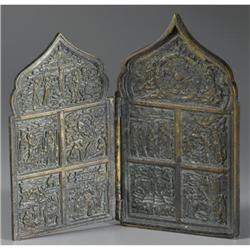 NINETEENTH CENTURY RUSSIAN BRONZE DIPTYCH