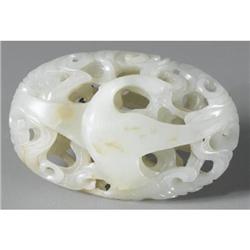 CHINESE JADE/HARDSTONE TOGGLE WITH BIRD
