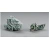 TWO CHINESE CARVED HARDSTONE CABBAGES