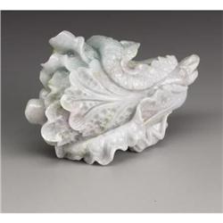 CHINESE CARVED JADE HARDSTONE CABBAGE