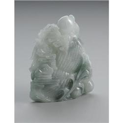 CHINESE CARVED JADE/HARDSTONE GOURD WITH DRAGON