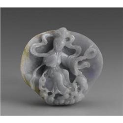 CHINESE CARVED JADE HARDSTONE FIGURE OF A BEAUTY