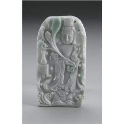 CHINESE CARVED HARSTONE PLAQUE OF GUANYIN