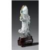 CHINESE CARVED JADE/HARDSTONE FIGURE OF GUANYIN