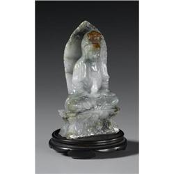 CHINESE CARVED JADE/HARDSTONE FIGURE OF BUDDHA