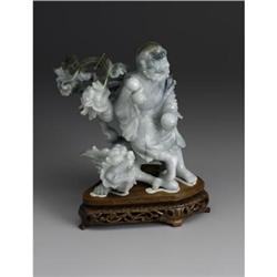 CHINESE CARVED JADE HARDSTONE OPENWORK GROUP