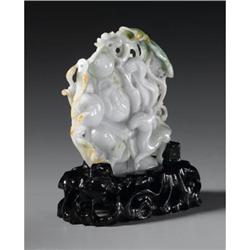 CHINESE CARVED JADE/HARDSTONE GROUP OF SHOULAO