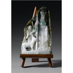 CHINESE CARVED JADE/HARDSTONE GROUP OF SHOULAO