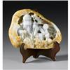 CHINESE CARVED JADE/HARDSTONE GROUP OF SHOULAO