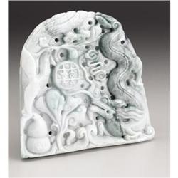 CHINESE CARVED JADE HARDSTONE PLAQUE