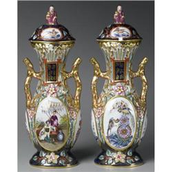 PAIR OF CHINESE PORCELAIN COVERED URNS