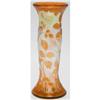 TALL AMBER CUT TO CLEAR BALUSTER GLASS VASE