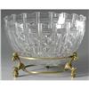 A LARGE CUT CRYSTAL BOWL ON BRASS STAND