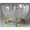 Image 2 : A LARGE CUT CRYSTAL BOWL ON BRASS STAND