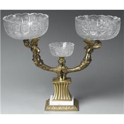 GILT METAL AND CRYSTAL EPERGNE