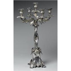 GERMAN SILVER-PLATED 5-LIGHT CANDELABRUM