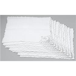 GROUP OF TWELVE LINEN CUTWORK NAPKINS