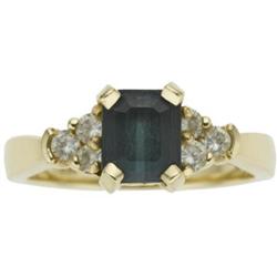 Indicolite Tourmaline, Diamond, Gold Ring